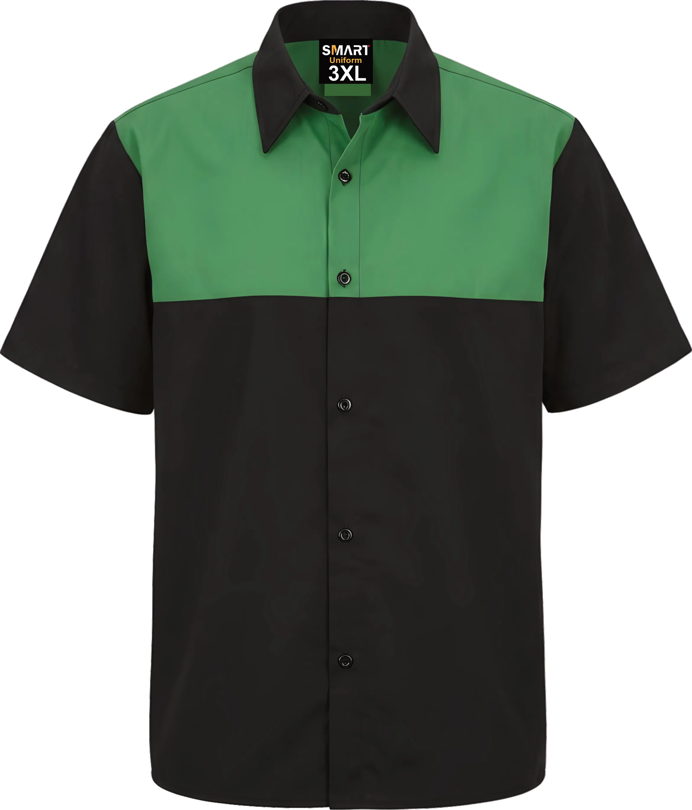 Mens two-tone counter shirt in Black/Green, front view