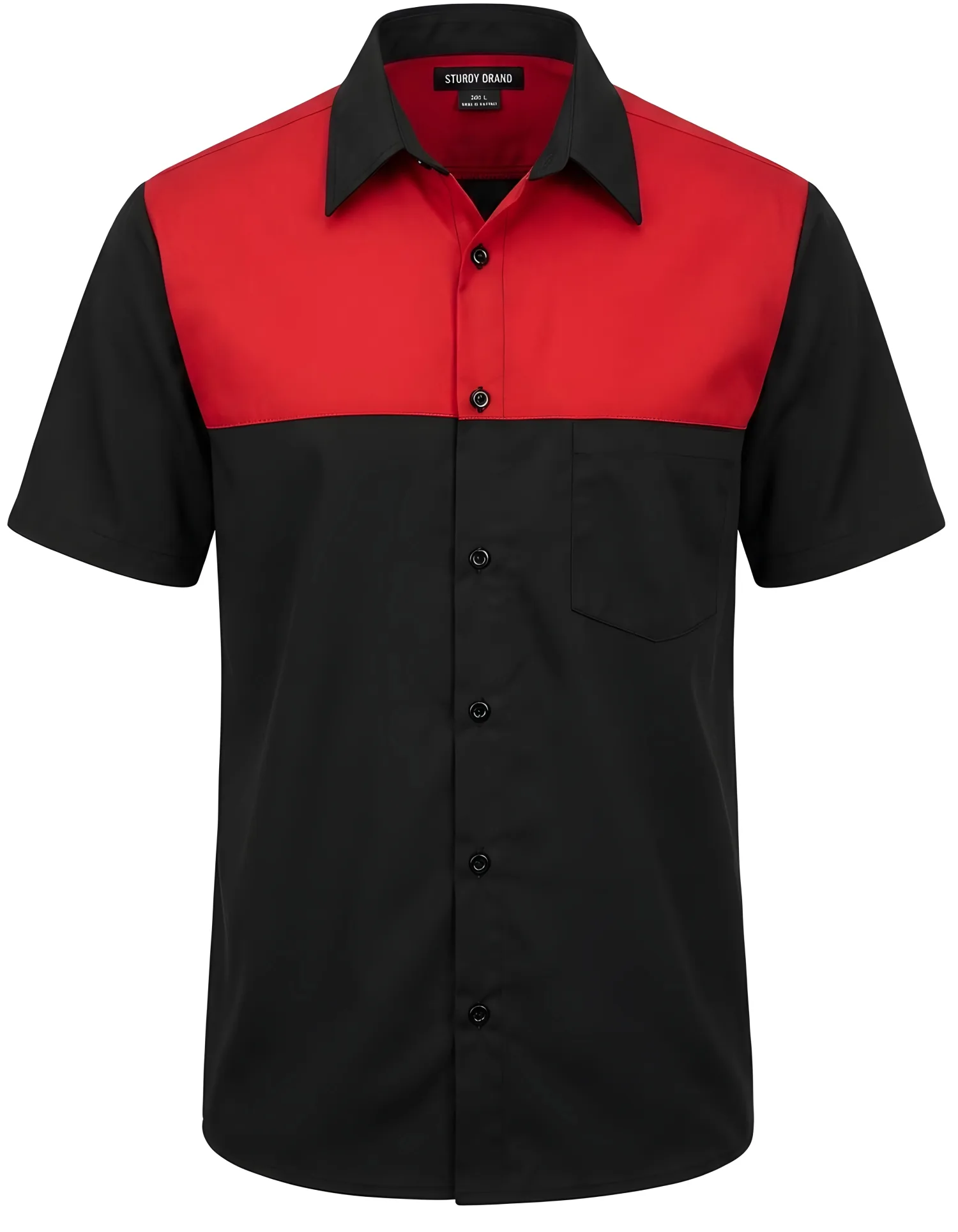 Mens two-tone counter shirt in Black/Red, front view