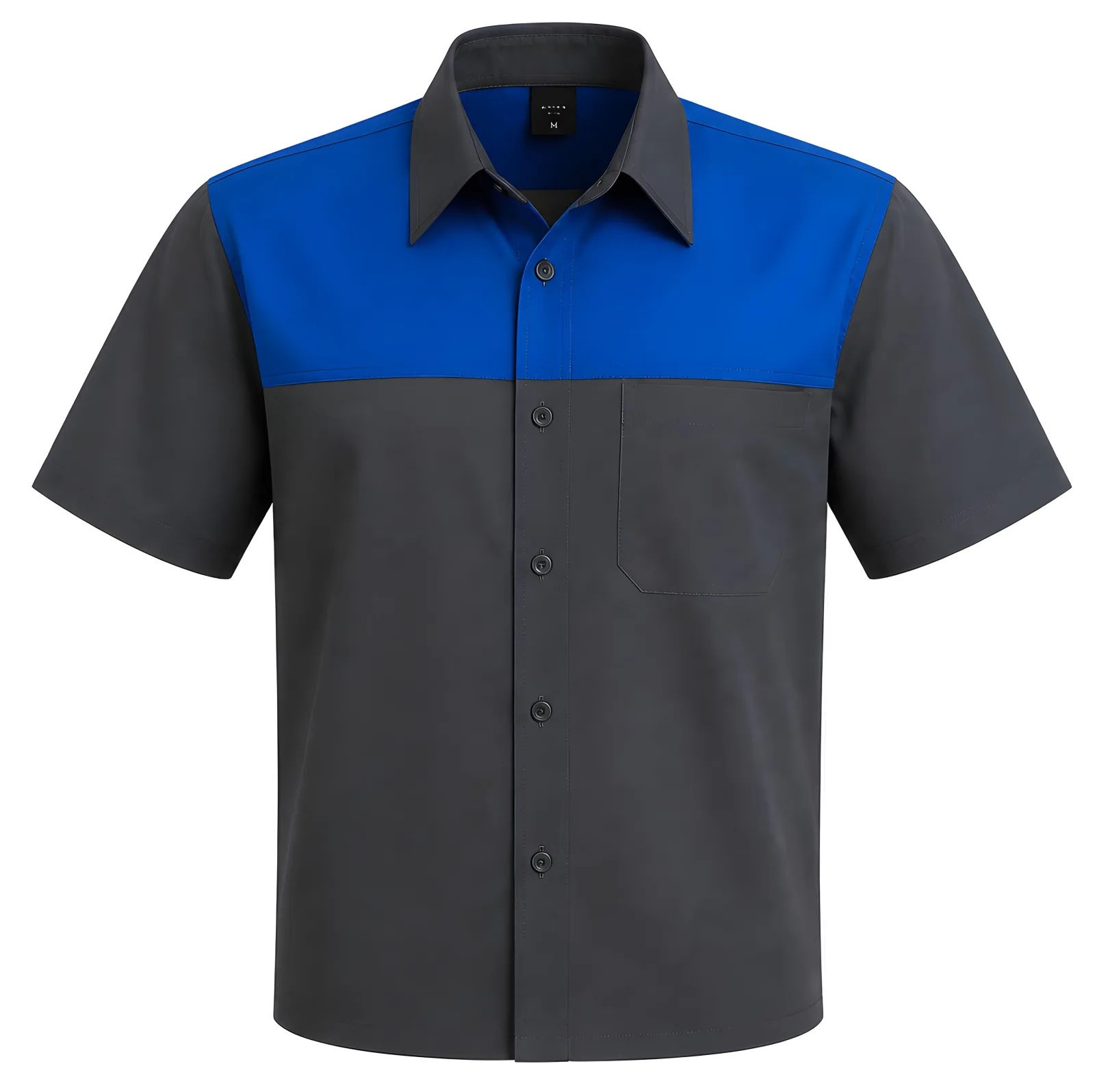 Mens two-tone counter shirt in Grey/Royal Blue, front view