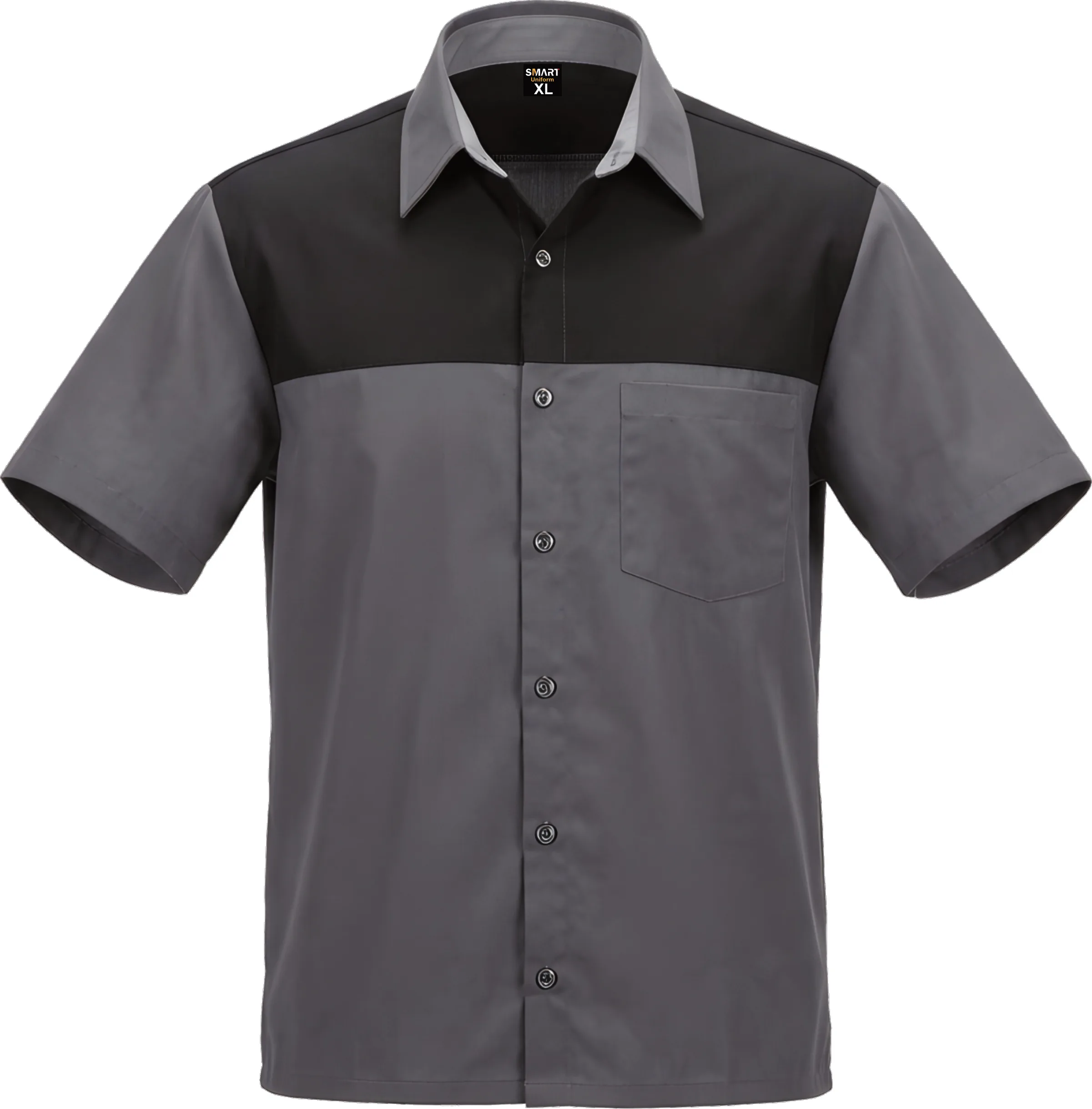 Mens two-tone counter shirt in Grey/Black, front view