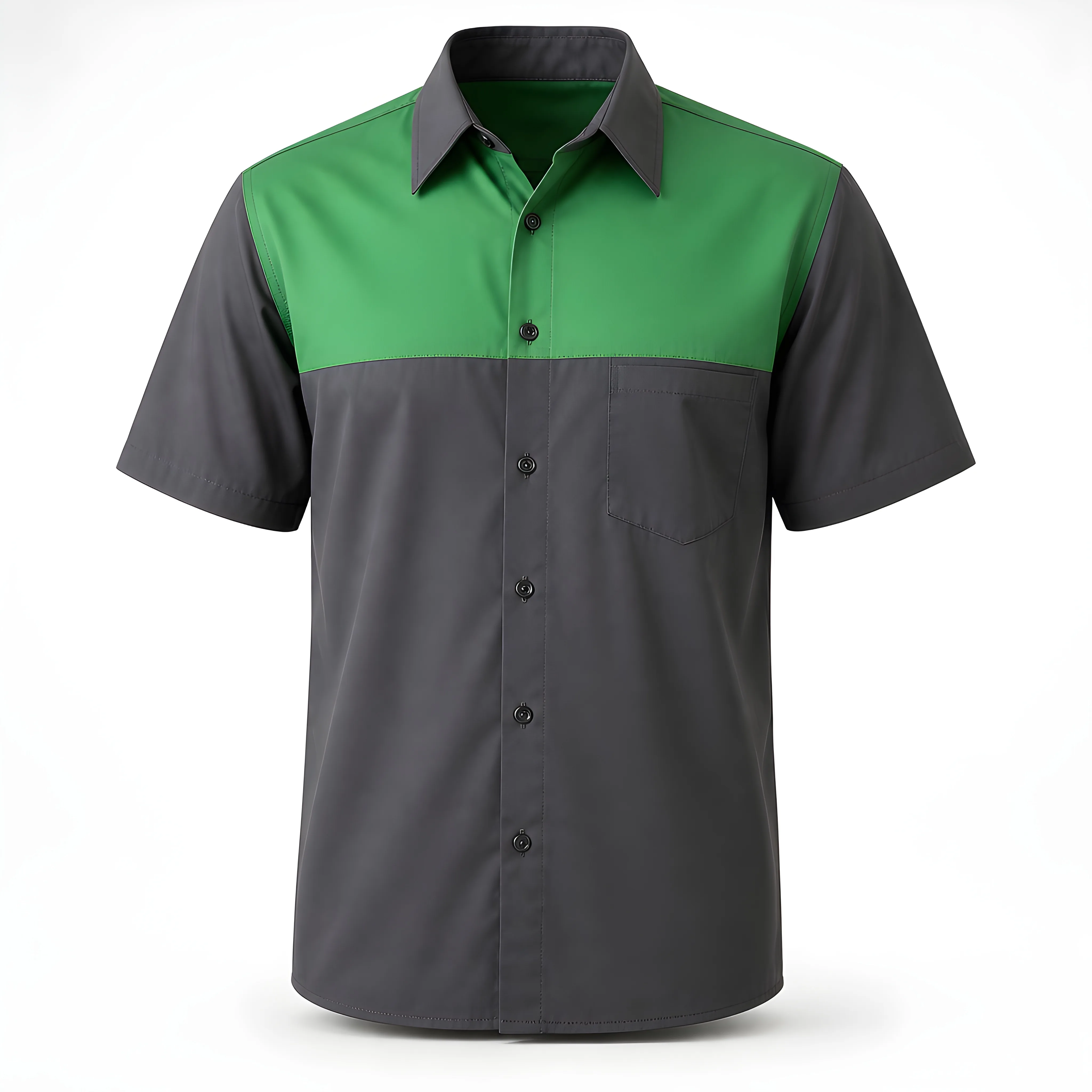 Mens two-tone counter shirt in Grey/Green, front view
