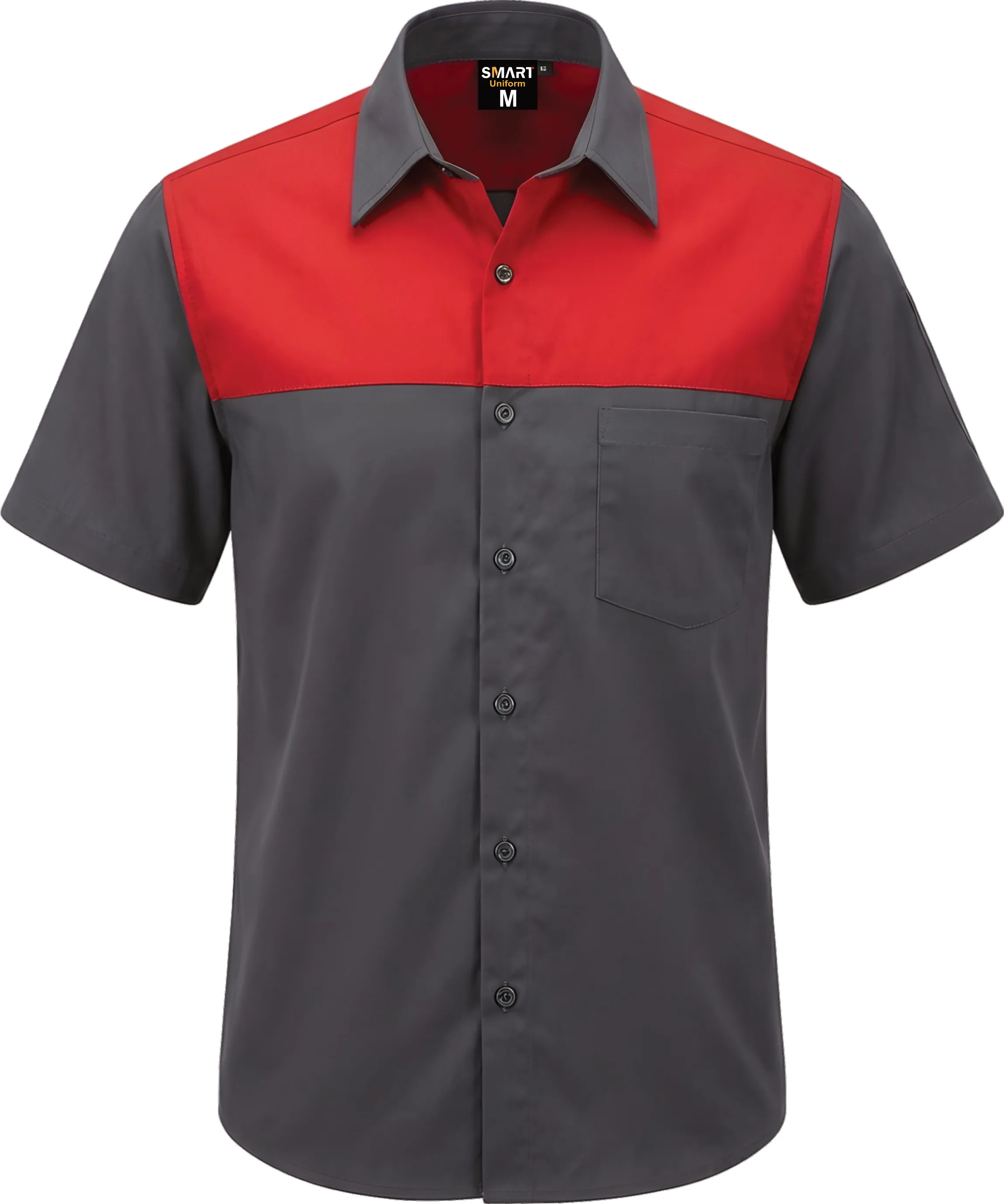 Mens two-tone counter shirt in Grey/Red, front view