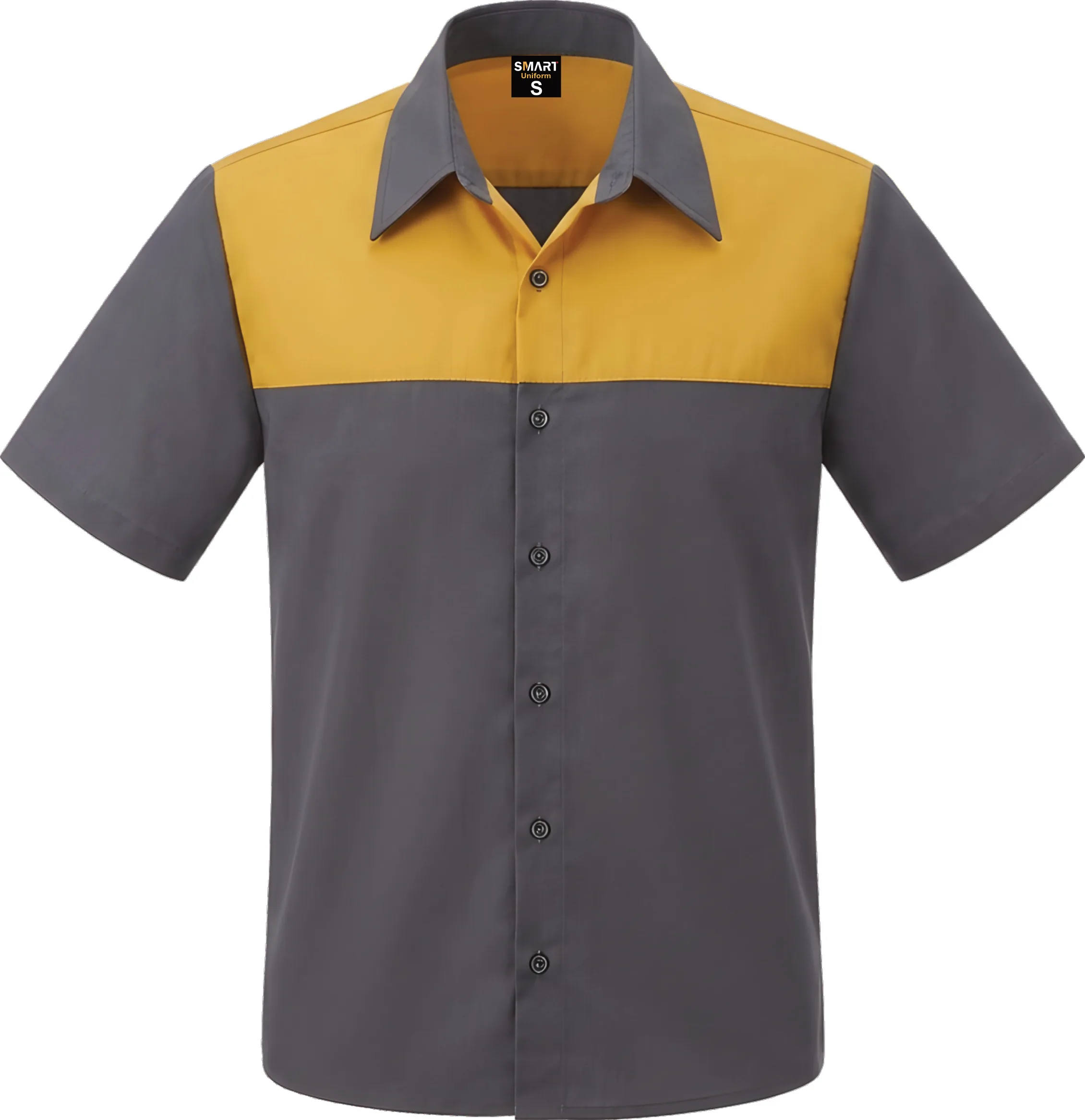 Mens two-tone counter shirt in Grey/Gold, front view